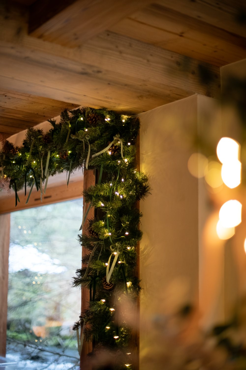 Garland framing the doorway